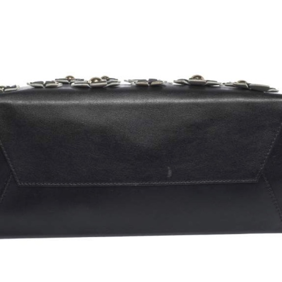 PreLoved Authentic Moschino Black Floral Applique Leather Tote - Picture 6 of 8